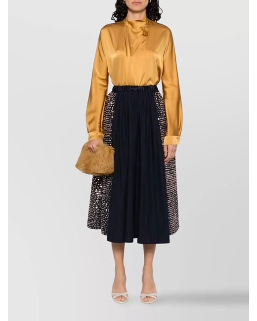 Forte_forte Yellow Silk Satin Tie-Neck Long-Sleeve Blouse