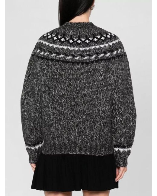 P.A.R.O.S.H. Black Knitwear Crew Neck Long Sleeves Patterned Yoke