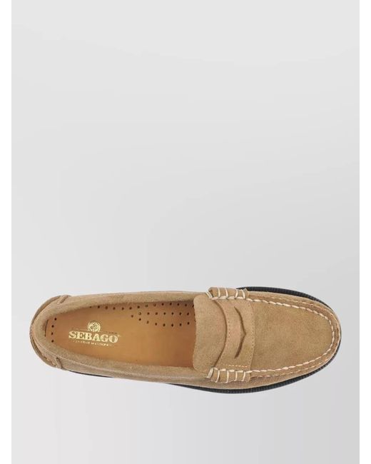 Sebago White Penny Loafer Suede Finish Stitched Rubber Sole