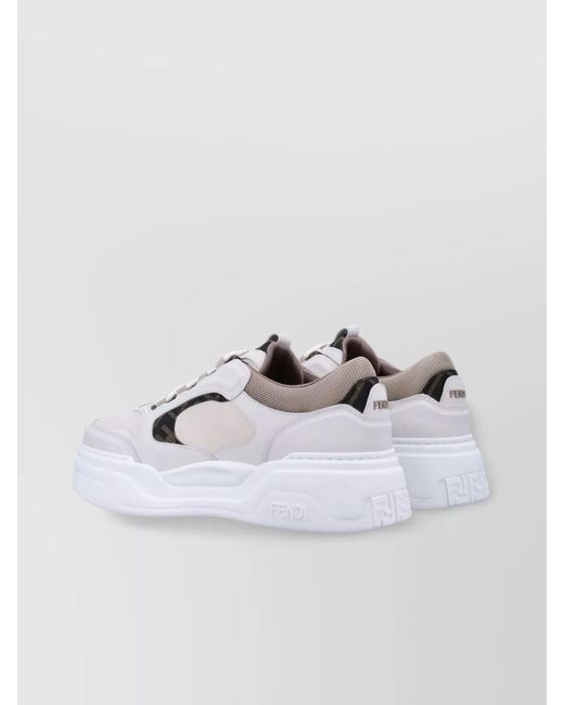 Fendi Multicolor Calf Leather Paneled Low-Top Sneakers for men