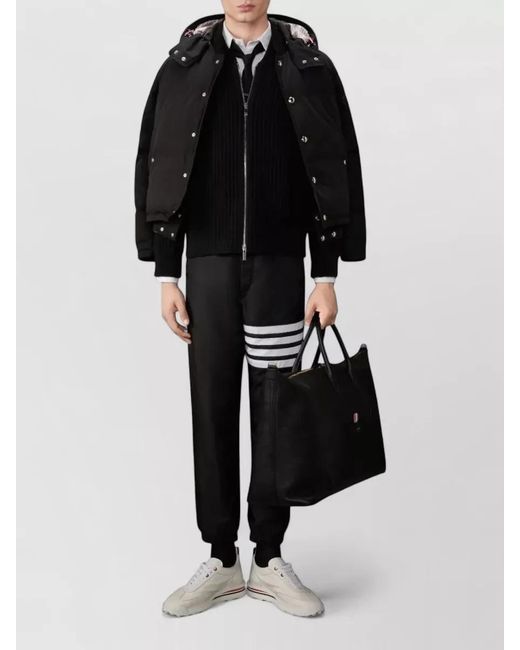 Thom Browne Black Nylon Ripstop Track Pants for men