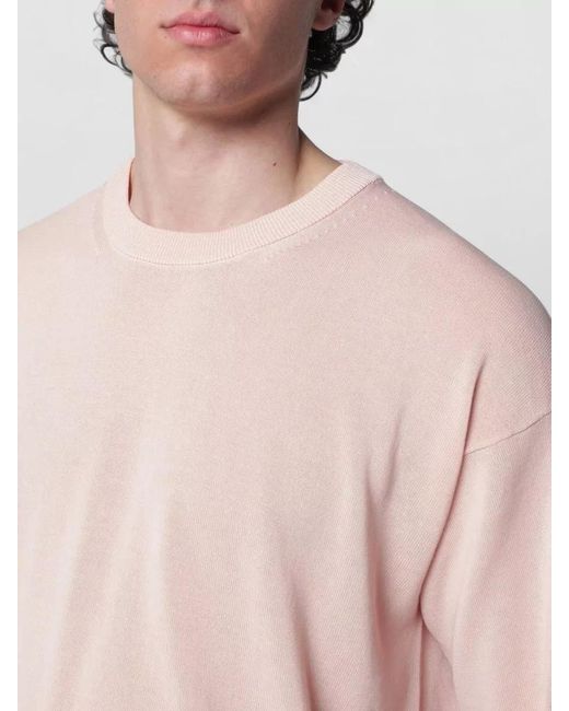 Roberto Collina Pink Crew Neck Ribbed Collar Short Sleeve T-Shirt for men