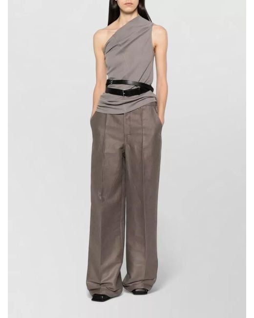 Rick Owens Brown High Waist Wide Leg Tailored Pants