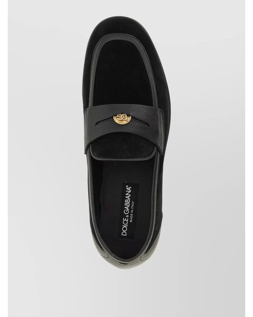 Dolce & Gabbana Black Leather Ariosto Loafers for men