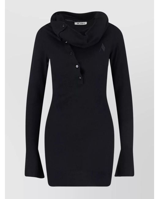 The Attico Black Wool Cashmere Mini Dress