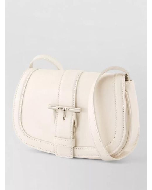 McQueen Natural T Bar Mini Satchel Leather Clutch