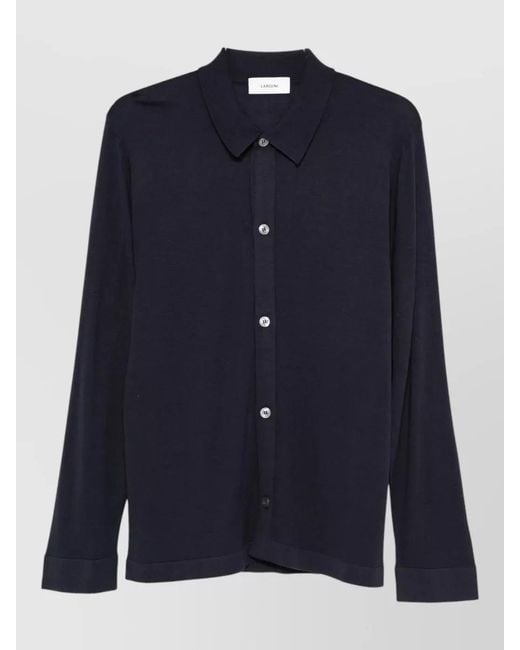 Lardini Blue Silk Long-Sleeve Shirt for men