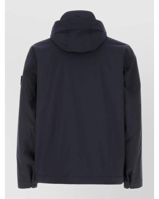 Stone Island Blue Hooded Stretch Padded Jacket Long Sleeves for men