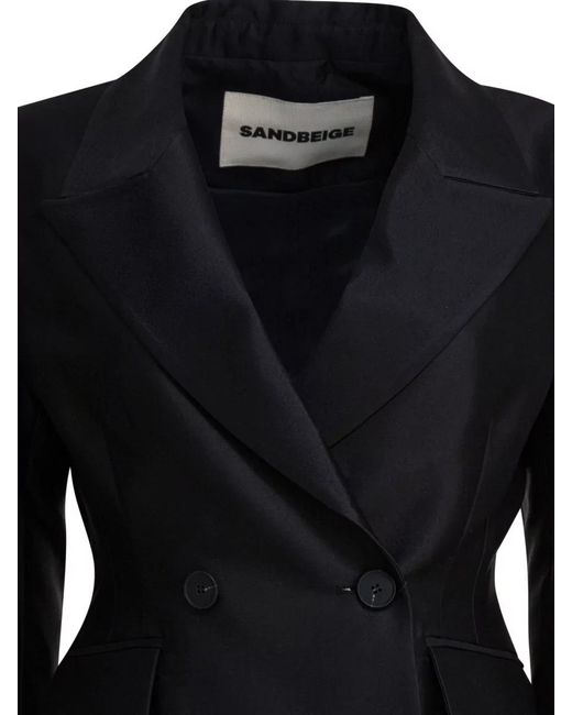 Sandbeige Black Tailored Jackets Coats Button Detail Flap Pockets
