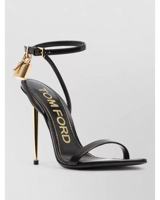 Tom Ford White Open Toe Ankle Strap Pump Hardware