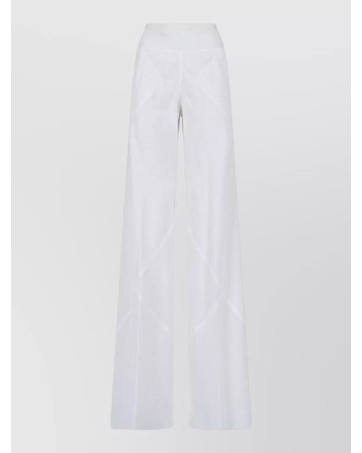 Rick Owens White Straight Trousers Seam Detailing Wide Leg