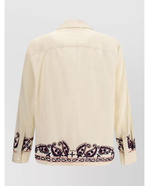 BAZISZT Natural Silk Embroidered Cuban-Collar Shirt for men