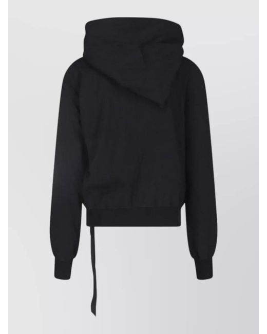 Rick Owens Blue Cropped Hooded Jacket Drawstring Hem Pockets for men