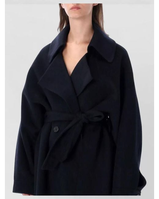 Frankie Shop Blue Issen Wool Trench Coat Belted Design