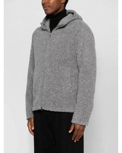 Herno Gray Down Coat Hood And Side Pockets for men