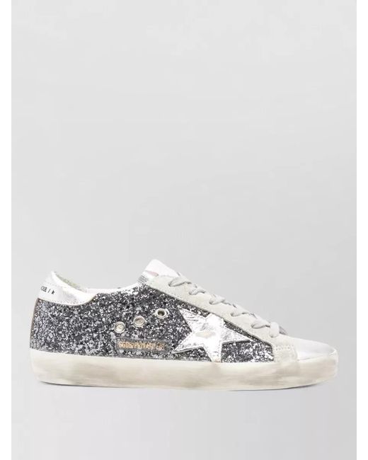 Golden Goose Deluxe Brand Gray Leather Glitter Low-Top Sneakers