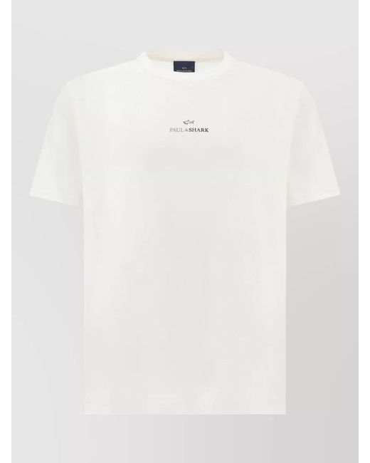 Paul & Shark White Logo Print Cotton Jersey Crew Neck T Shirt for men