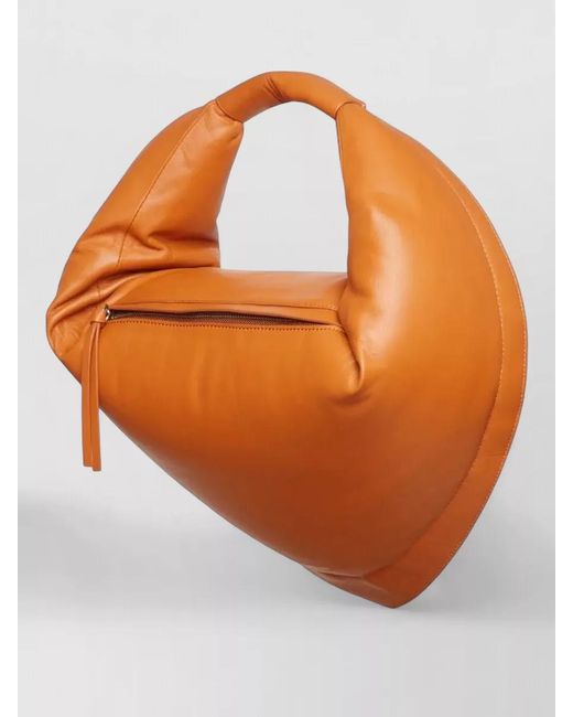 FEDERICO CINA Orange Calf Leather Shoulder Bag Detachable Strap