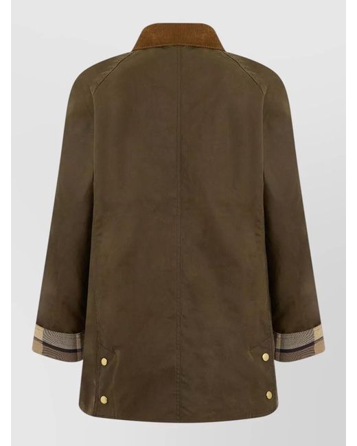 Barbour Green Single Breasted Jacket With Contrasting Collar