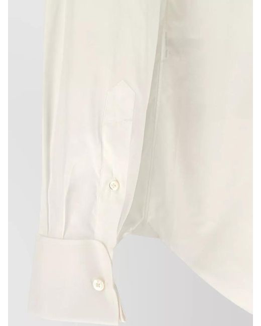Finamore 1925 Natural Napoli Tuxedo Shirt Button Collar for men