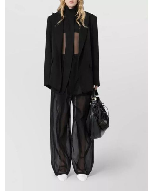 Sportmax Black High Waist Wide Leg Pants Metallic Detail