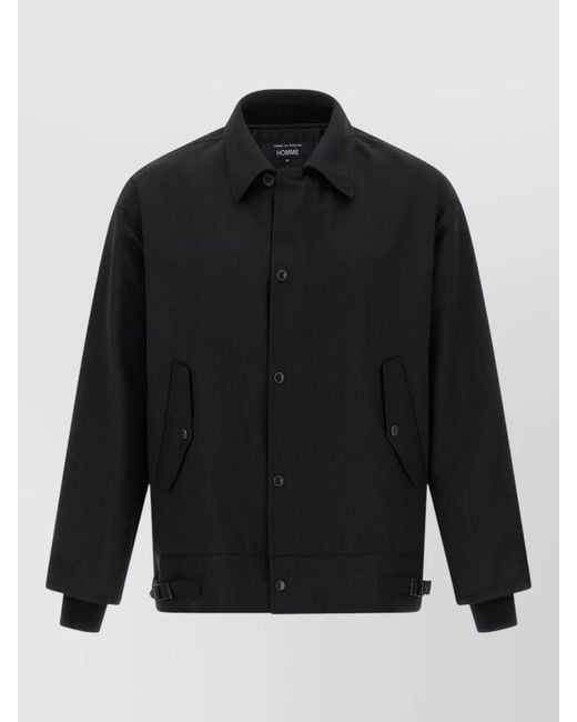 Comme des Garçons Black Wool Shirt Jacket Collared Pockets Adjustable Hem for men