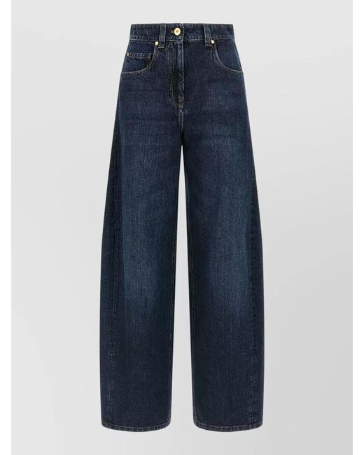 Brunello Cucinelli Blue Denim Barrel-Leg Wide-Leg Trousers