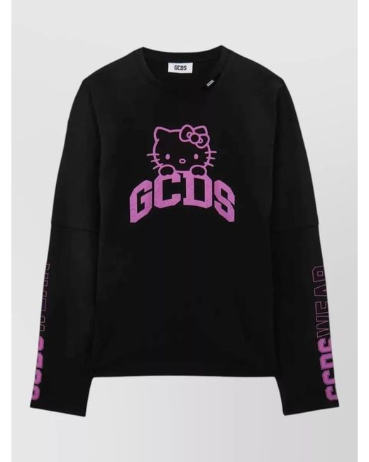 Gcds Black Hello Kitty Long Sleeve Jersey Top for men