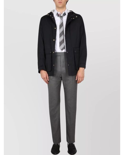 Thom Browne Black Hooded Parka Jacket for men