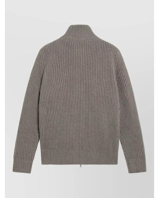 MM6 by Maison Margiela Gray High Collar Long Sleeve Ribbed Knit Sweater for men
