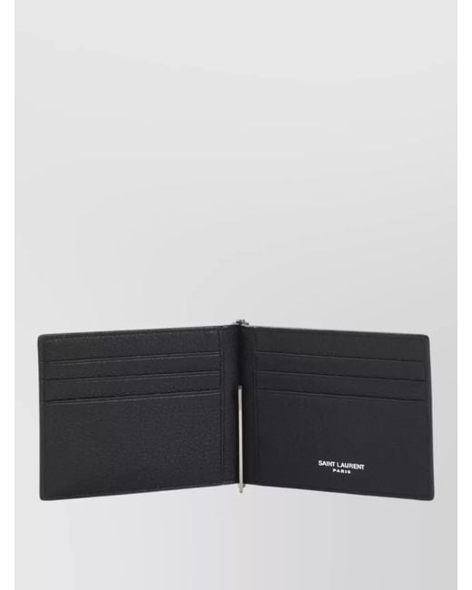 Saint Laurent Black Cassandre Tiny Calf Leather Wallet for men