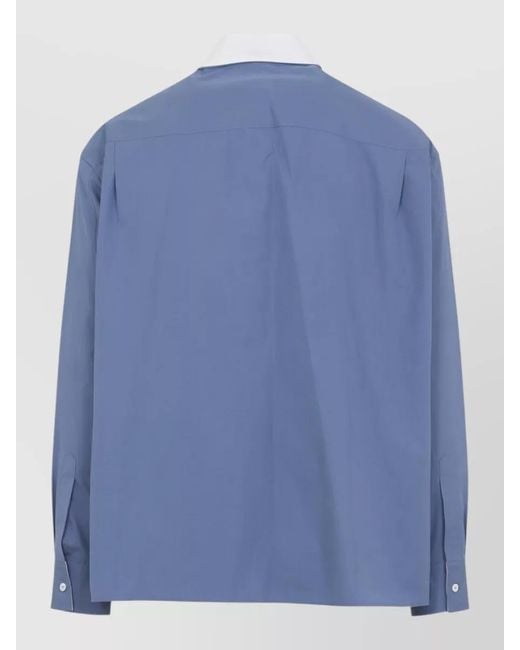 Lanvin Blue Loose Fit Shirt Contrasting Collar Cuffs for men