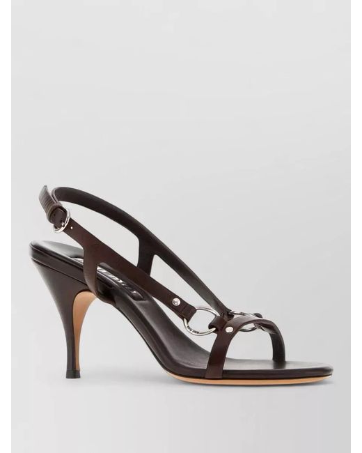 Miu Miu Metallic Leather Sandals Open Toe Stiletto Heel Strappy