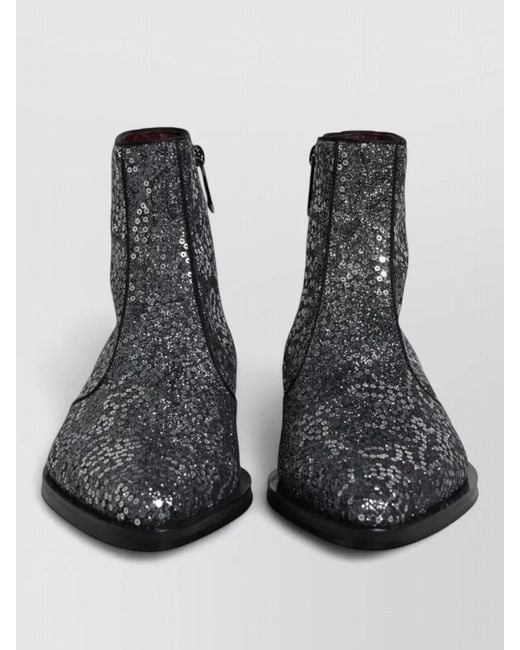 Dolce & Gabbana Black Cotton Sequined Chelsea Ankle Boots Shoes for men