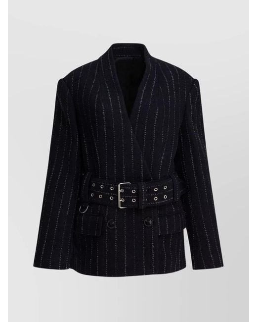 Isabel Marant Blue Striped Double Breasted Short Coat