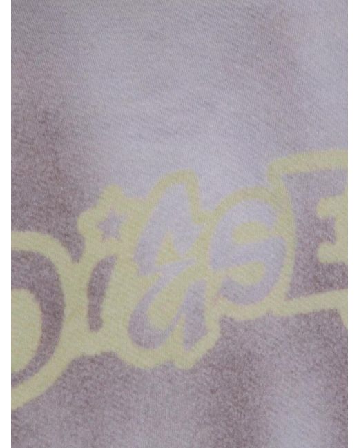 DIESEL Gray Printed Cotton Hoodie for men
