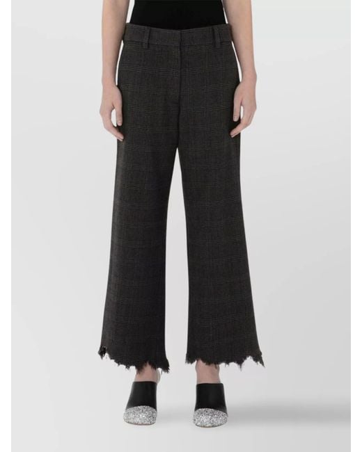 J.W. Anderson Black Wool Checked Distressed Straight-Leg Trousers