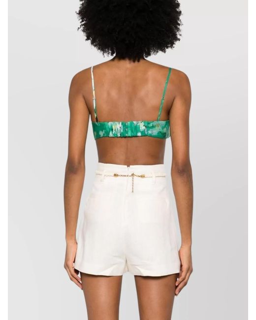 Zimmermann Green Linen Draped Bow Bralette