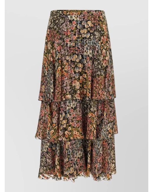 Valentino Garavani Natural Silk Pleated Skirt