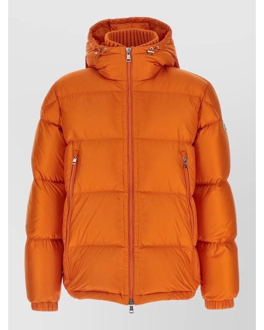 Moncler Orange Rivau Hooded Quilted Down Jacket Pockets for men