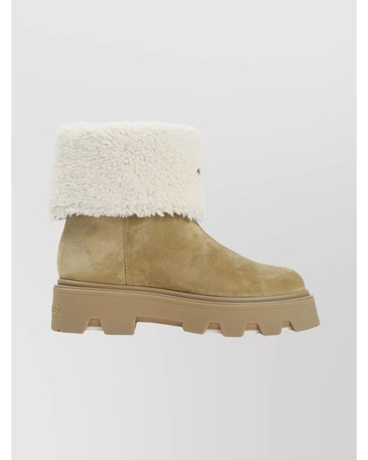 Moncler Natural Leather Ankle Boots
