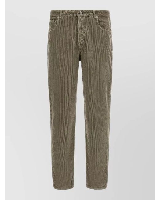 Brunello Cucinelli Green Corduroy Straight Leg Cotton Five Pocket Pants for men