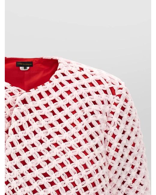 Comme des Garçons Red Asymmetric Tulle Single-Breasted Coat