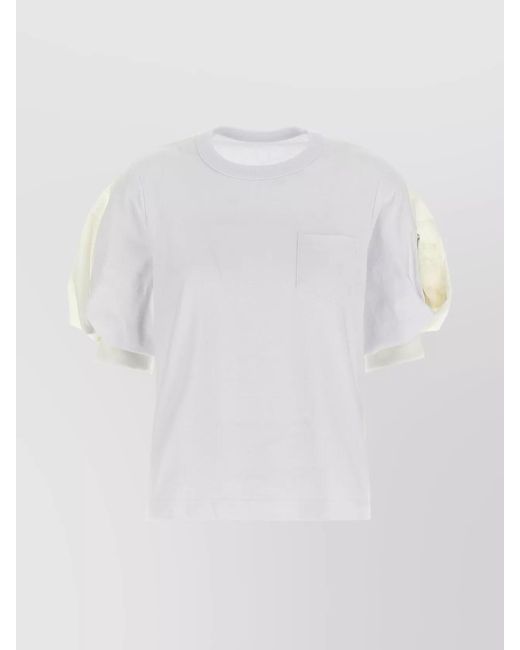 Sacai White Cotton Balloon Sleeve T-Shirt