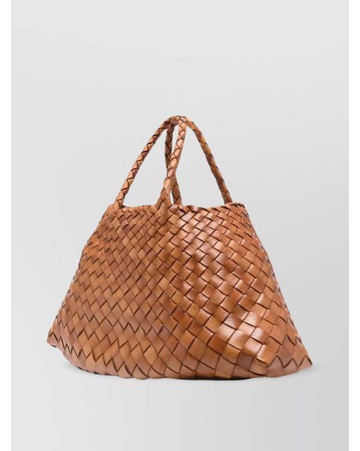 Dragon Diffusion Brown Santa Croce Small Leather Tote Bag