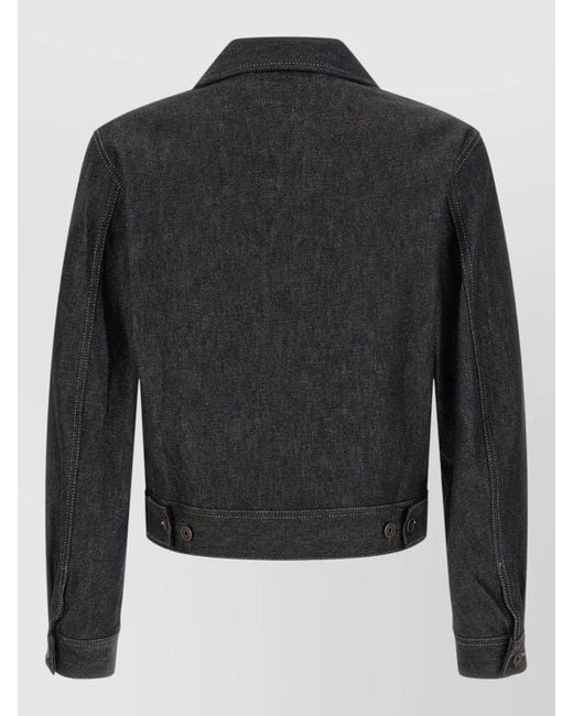 Lemaire Black Denim Trucker Jacket Regular Fit Collar for men