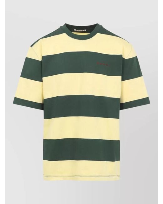 Marni Yellow Striped Cotton Oversized T-Shirt for men