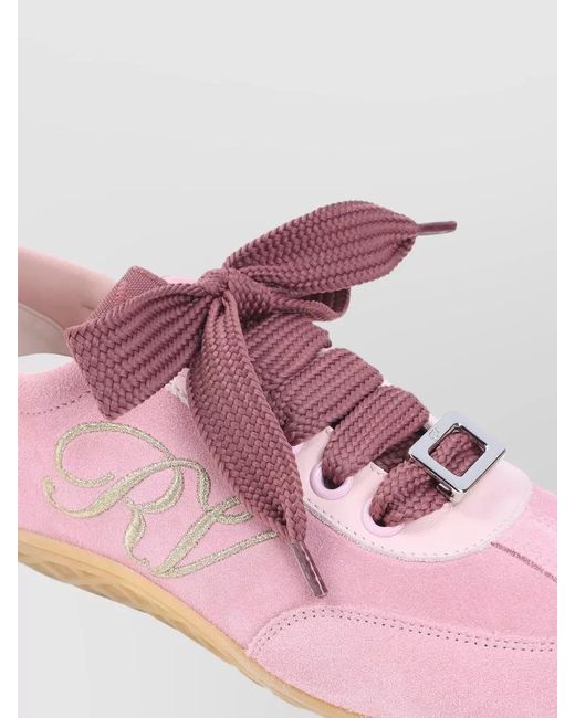 Roger Vivier Pink Suede Leather Low-Top Sneakers