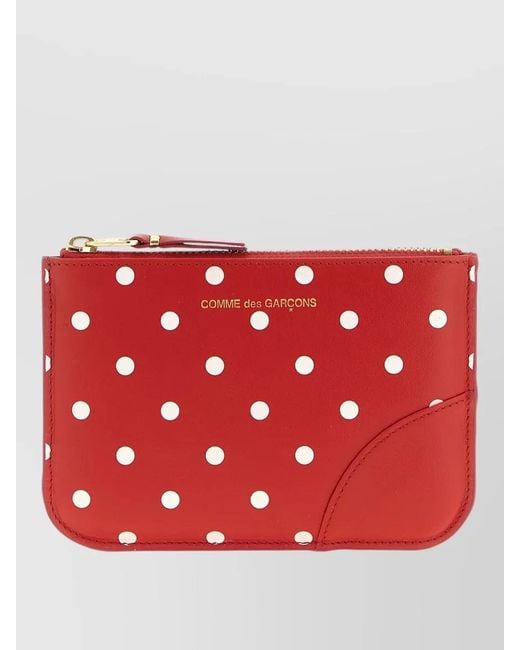 Comme des Garçons Red Leather Polka-Dot Card Holder