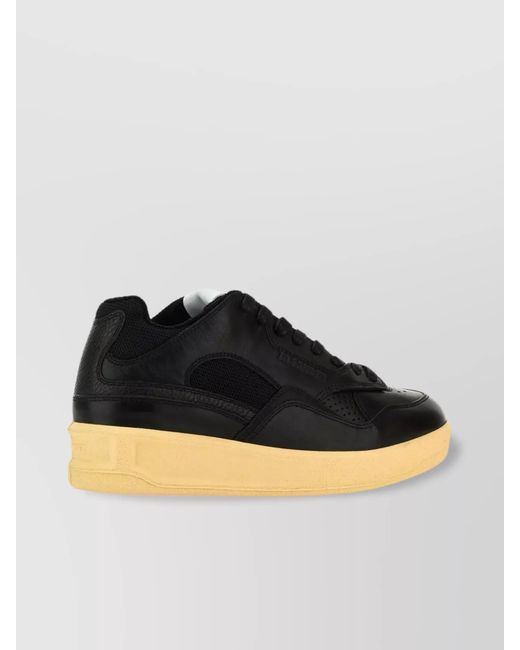 Jil Sander Yellow Leather Basket Sneakers